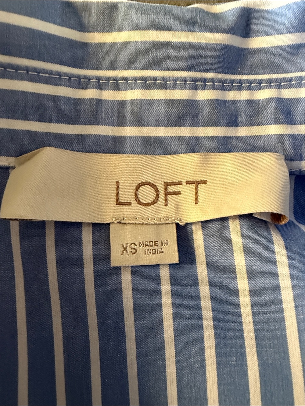 LOFT Striped Poplin Cutout Back Tunic Shirt - Picture 6 of 9